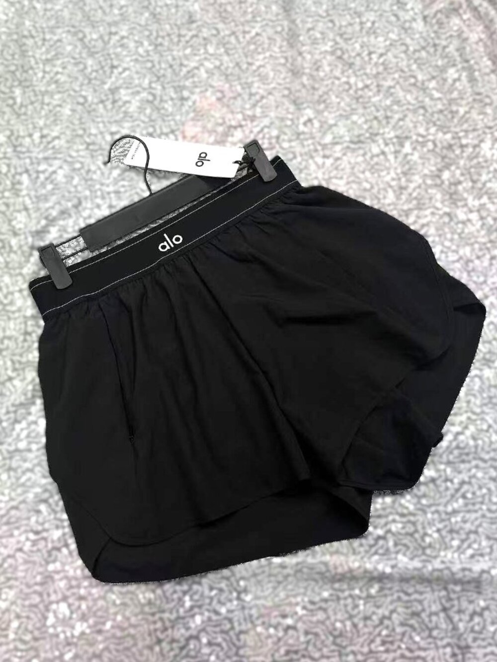 🎾ALO Yog Match Point Shorts Black High-Waisted Slimming Tennis Training Shorts - Picture 2 of 8
